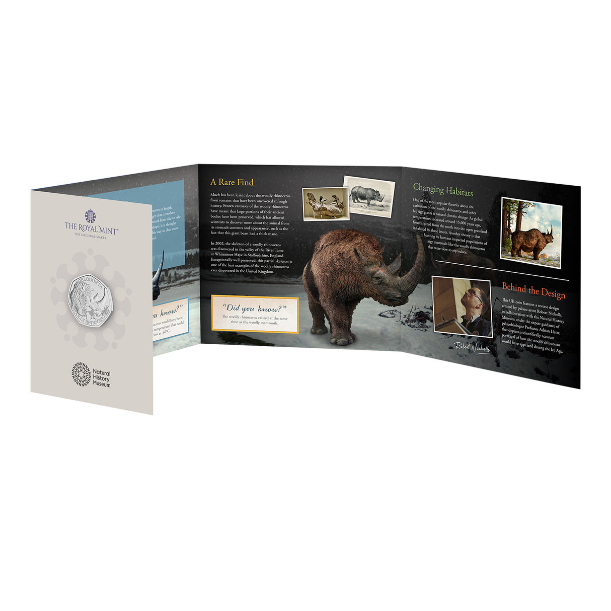 Great Britain Ice Age Woolly Rhinoceros 2024 50p Cupro-Nickel Brilliant Uncirculated Coin