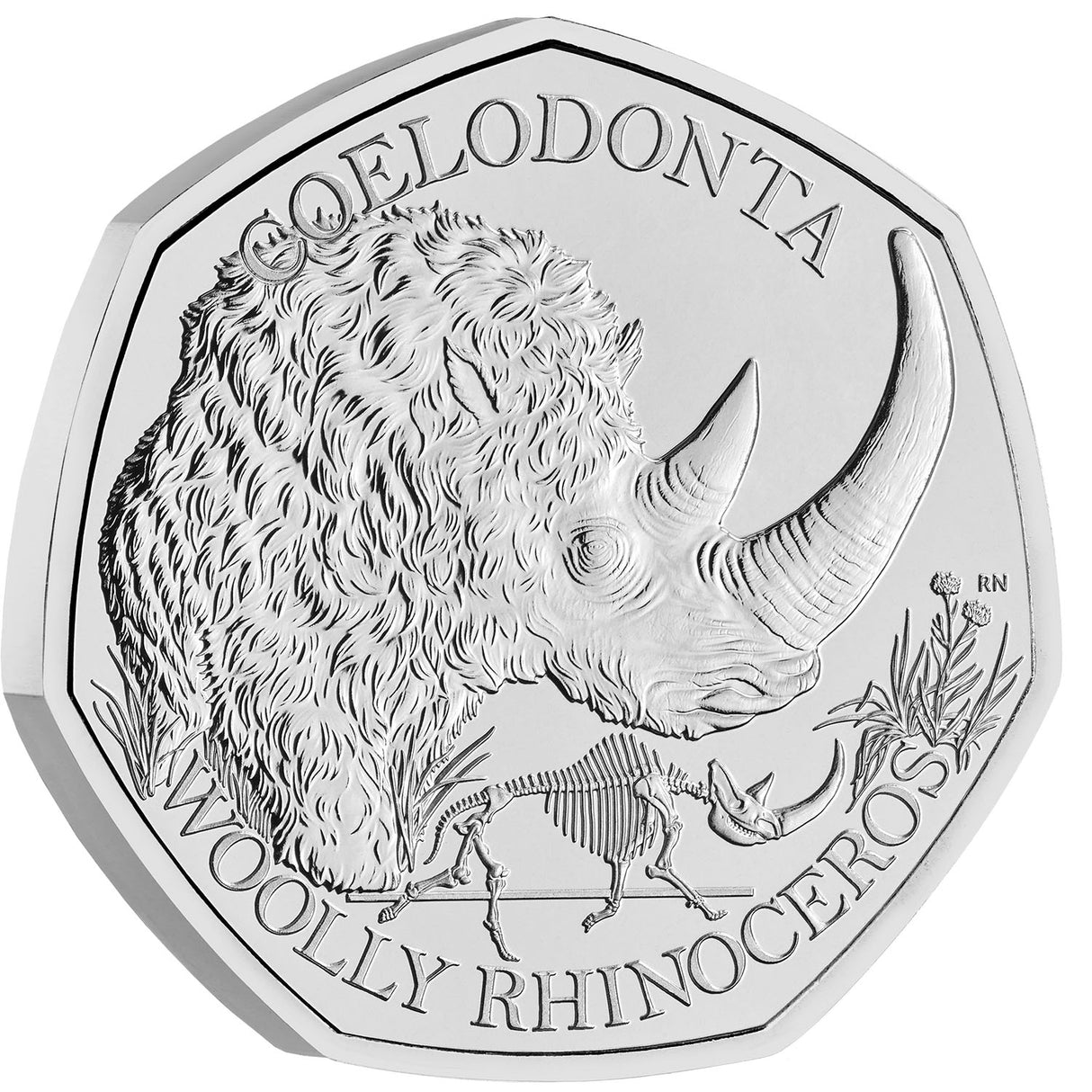 Great Britain Ice Age Woolly Rhinoceros 2024 50p Cupro-Nickel Brilliant Uncirculated Coin