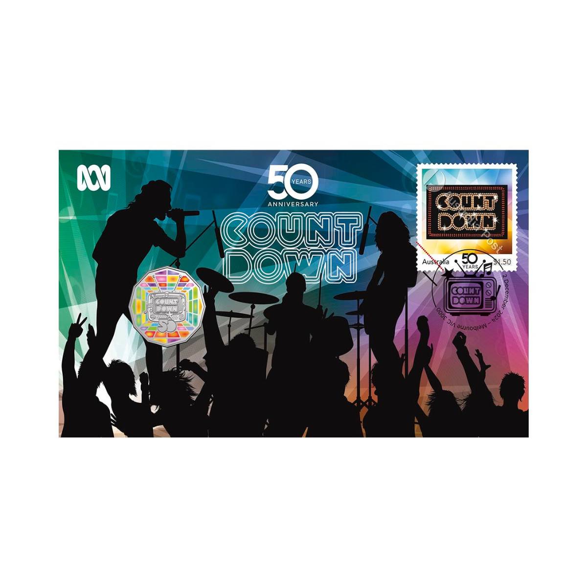 Australia Countdown 50th Anniversary 2024 50c Colour Uncirculated Stamp & Coin Cover