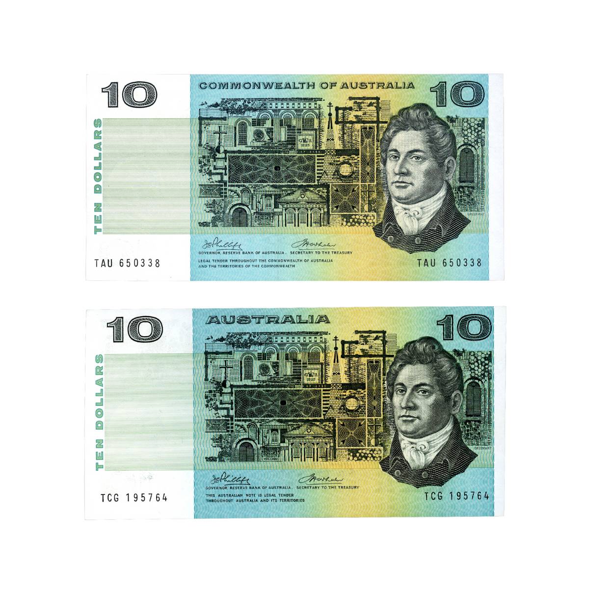 Australia Phillips/Wheeler 1972 $10 R304 Commonwealth & 1974 $10 R305 Australia Uncirculated Banknote Pair Uncirculated