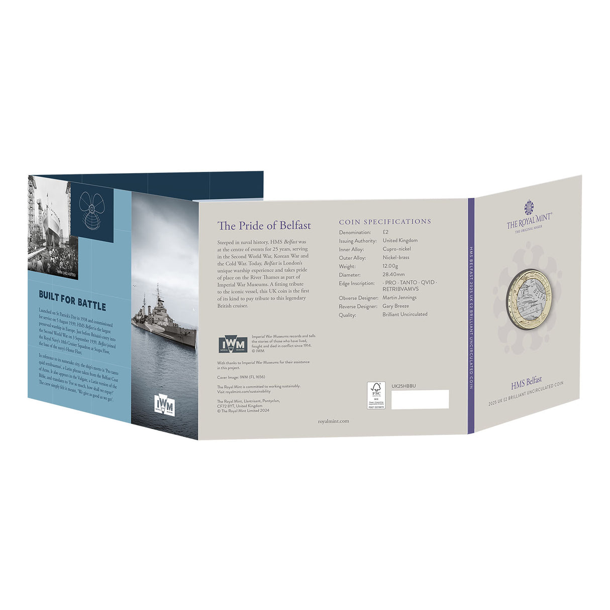 HMS Belfast 2025 £2 Bimetal Brilliant Uncirculated Coin