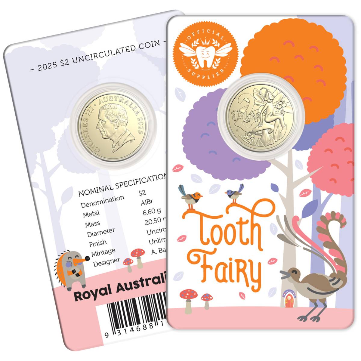 Australia 2025 $2 Tooth Fairy Aluminium-Bronze Uncirculated Coin