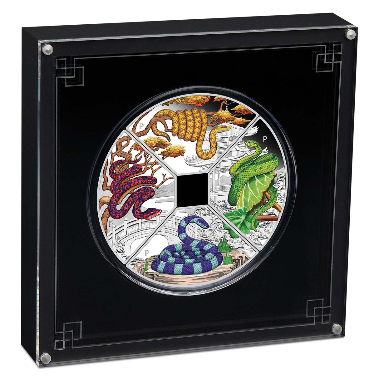 Lunar Year of the Snake 2025 $1 Quadrant Colour 1oz Silver Proof 4-Coin Set