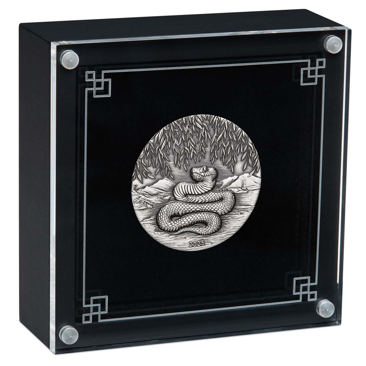 Australia Lunar Year of the Snake 2025 $2 2oz Silver Antique Coin