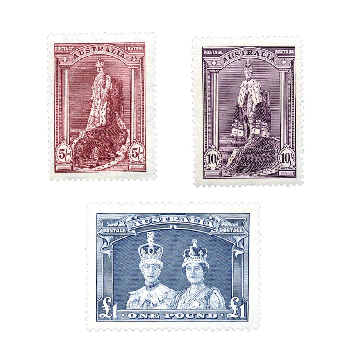 Australia King George VI Coronation Robes 1938 Mint Unhinged Stamp Trio