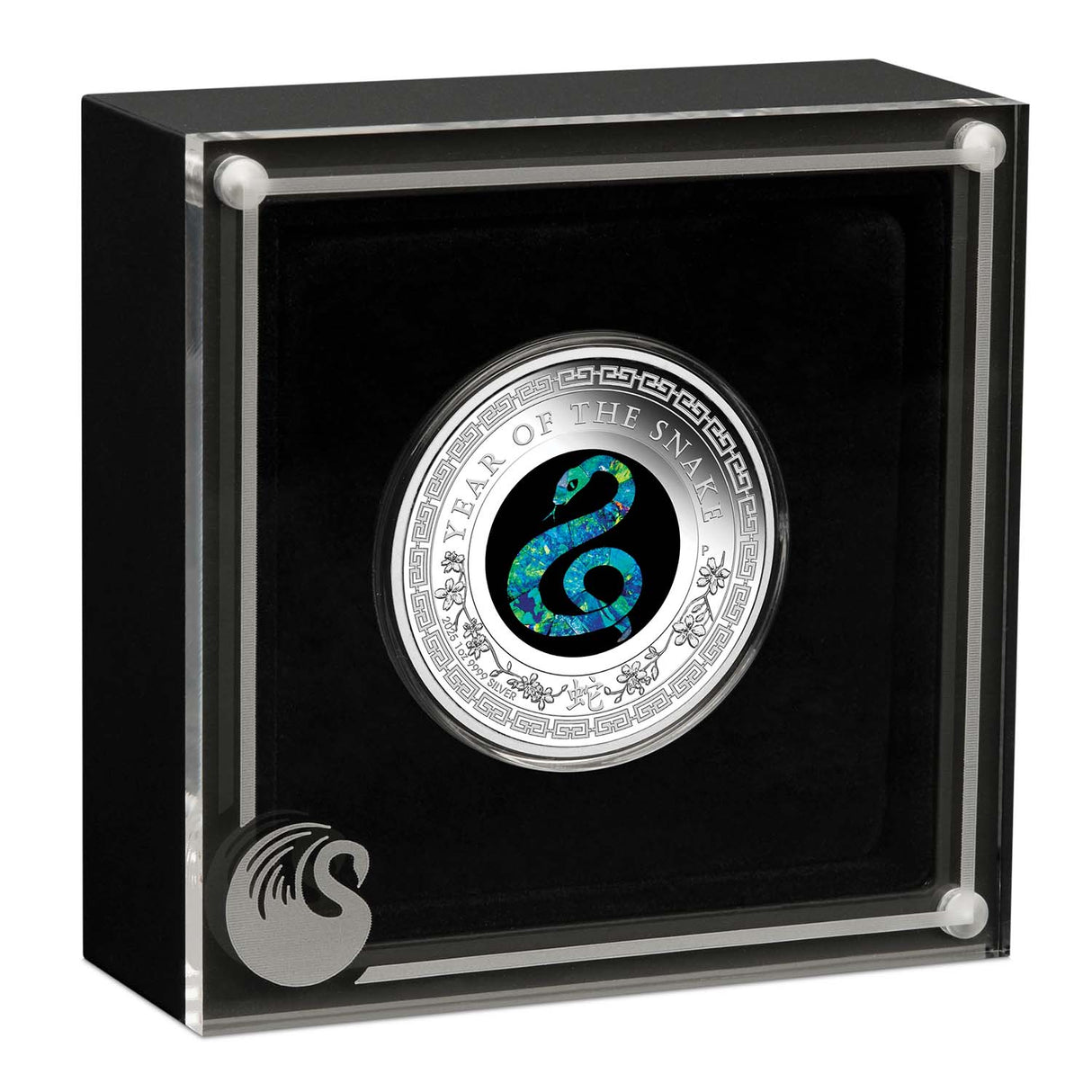 Australia Lunar Year of the Snake 2025 $1 Opal 1oz Silver Proof Coin