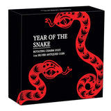 Lunar Year of the Snake Rotating Charm 2025 $1 1oz Silver Antique Coin