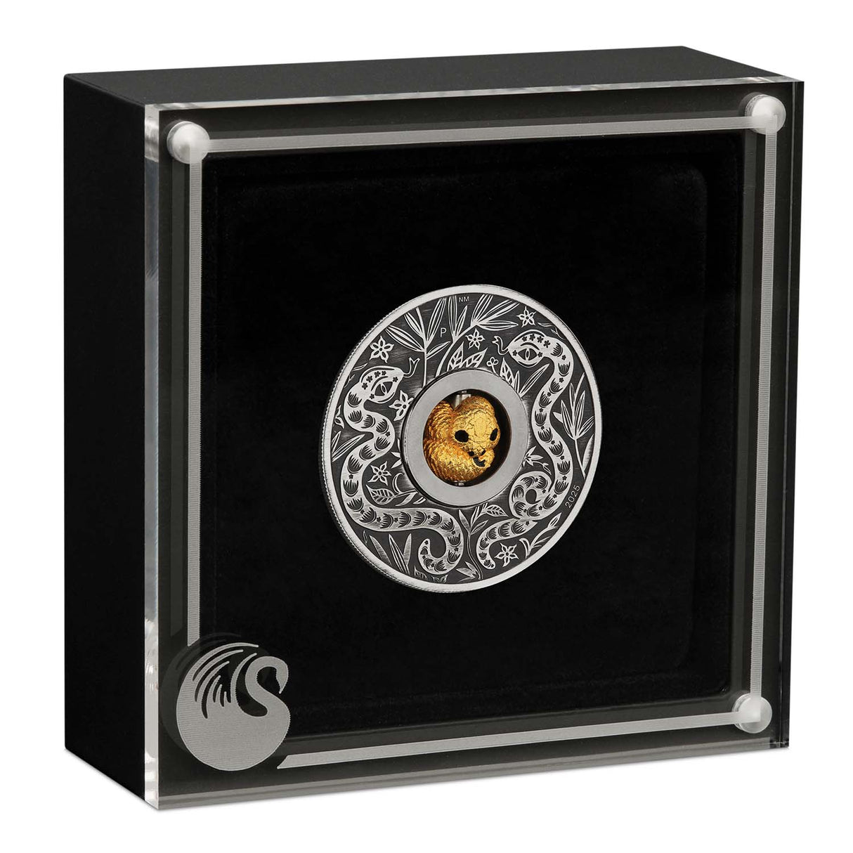 Lunar Year of the Snake Rotating Charm 2025 $1 1oz Silver Antique Coin