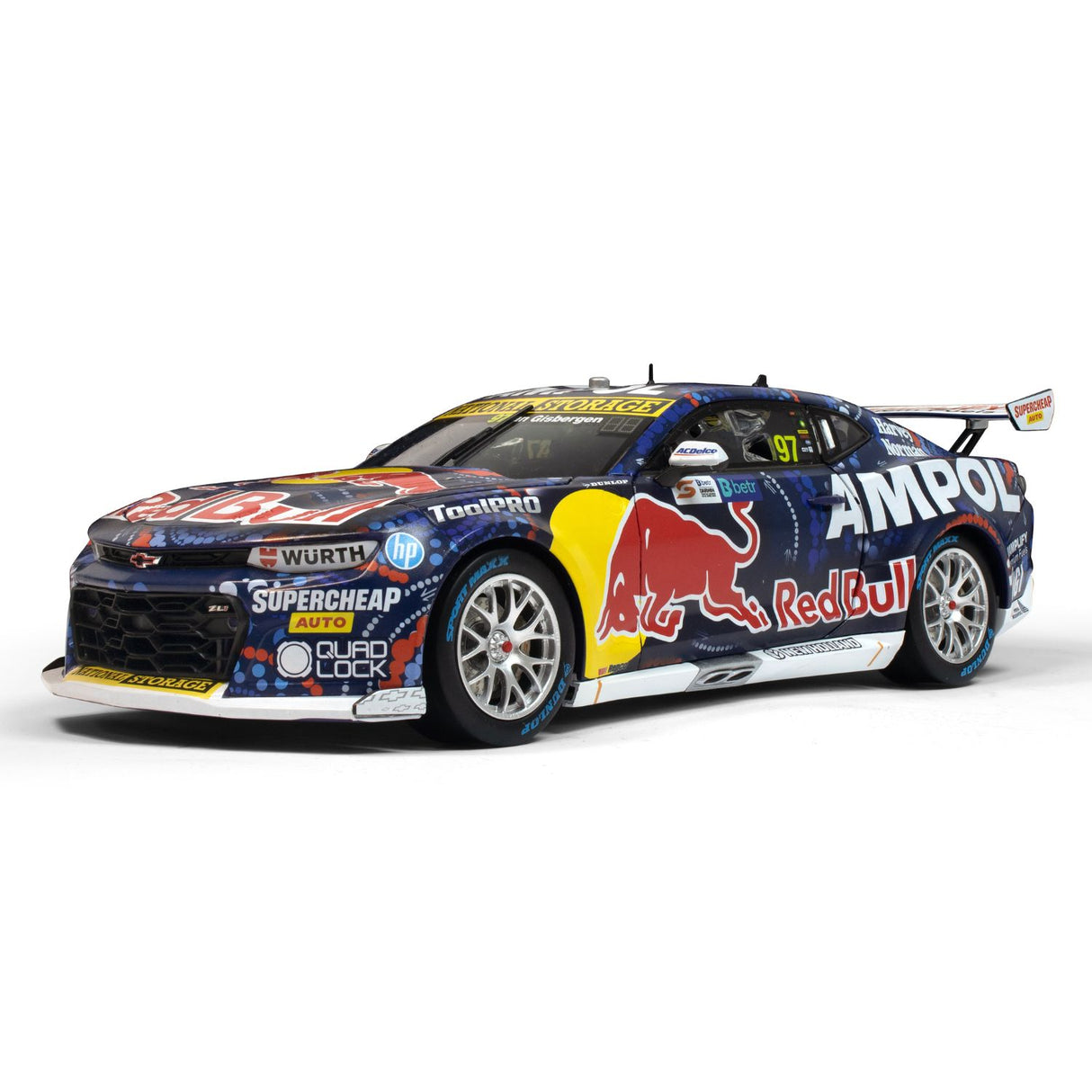 CHEVROLET CAMARO GEN3 ZL1 - RED BULL AMPOL RACING - VAN GISBERGEN#97 - 2023 Betr Darwin Triple Crown - Race 14 Runner-Up - Indigenous Livery - 1:43 Scale Diecast Model Car