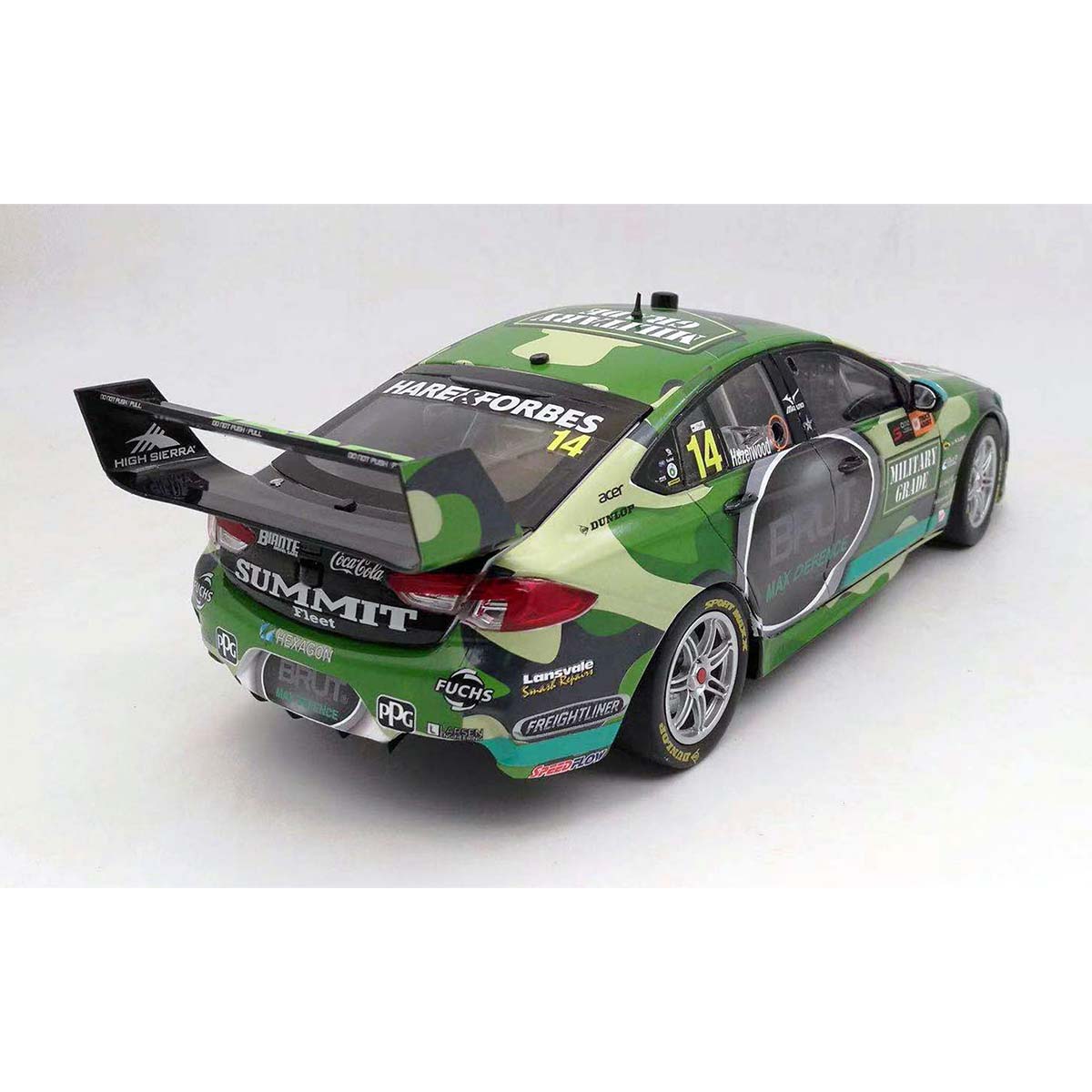 Holden ZB Commodore - Brut Military Grade - #14, T.Hazelwood - 3rd place, Race 12, Truck Assist Sydney SuperSprint - 1:18 Scale Diecast Model Car