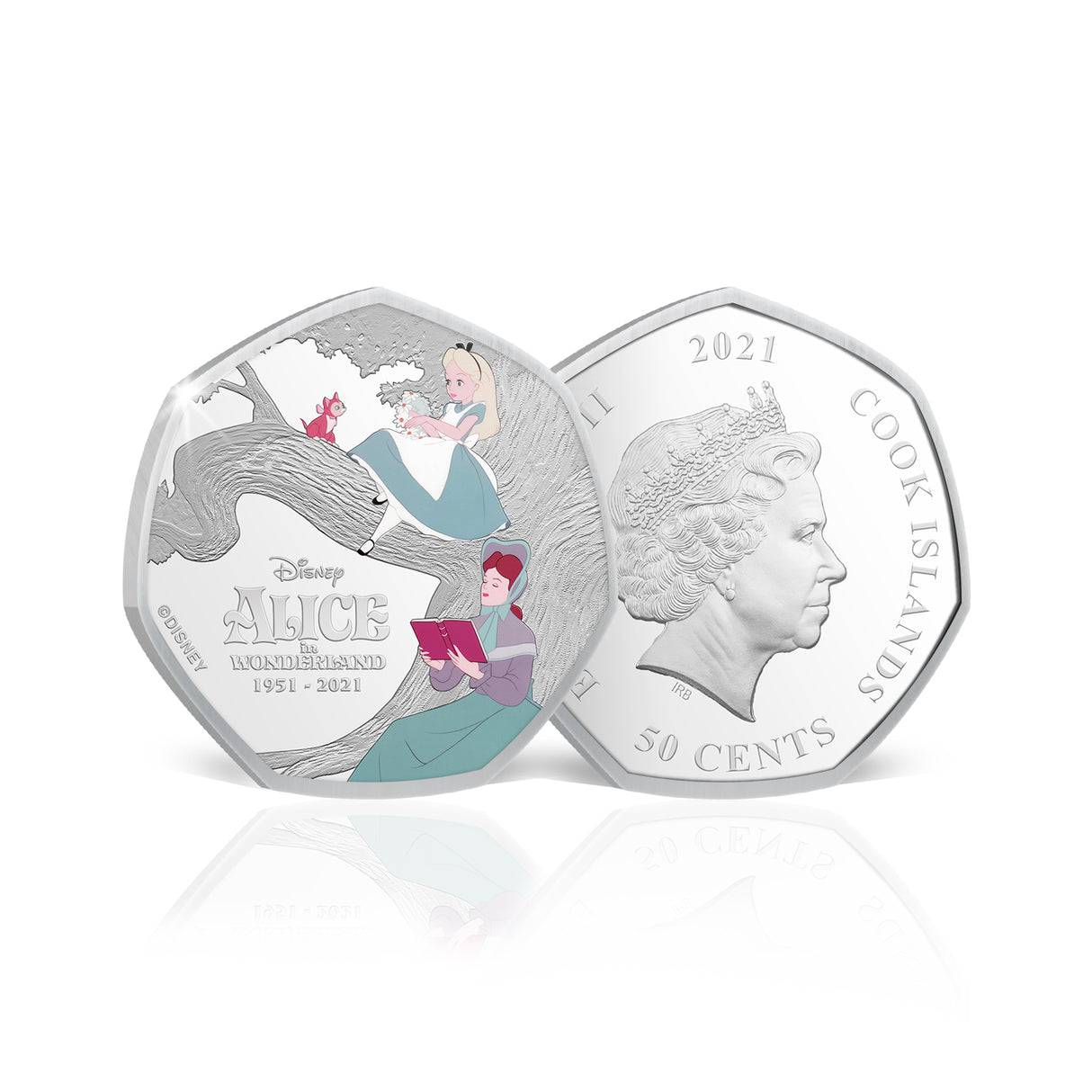 Alice in Wonderland 70th Anniversary 2021 50c In My World Silver-plated Prooflike Coin