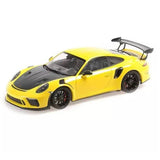 PORSCHE 911 GT3RS (991.2) - 2019 - YELLOW W/ BLACK WHEELS - 1:18 Scale Diecast Model Car