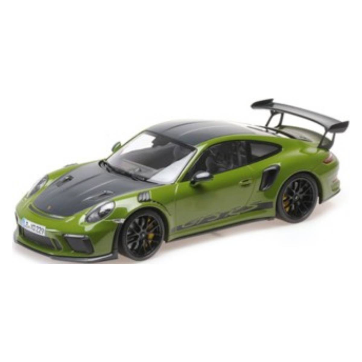 PORSCHE 911 GT3RS (991.2) - 2019 - GREEN W/WISSACH PACKAGE W/WORDING W/ BLACK WHEELS - 1:18 Scale Diecast Model Car