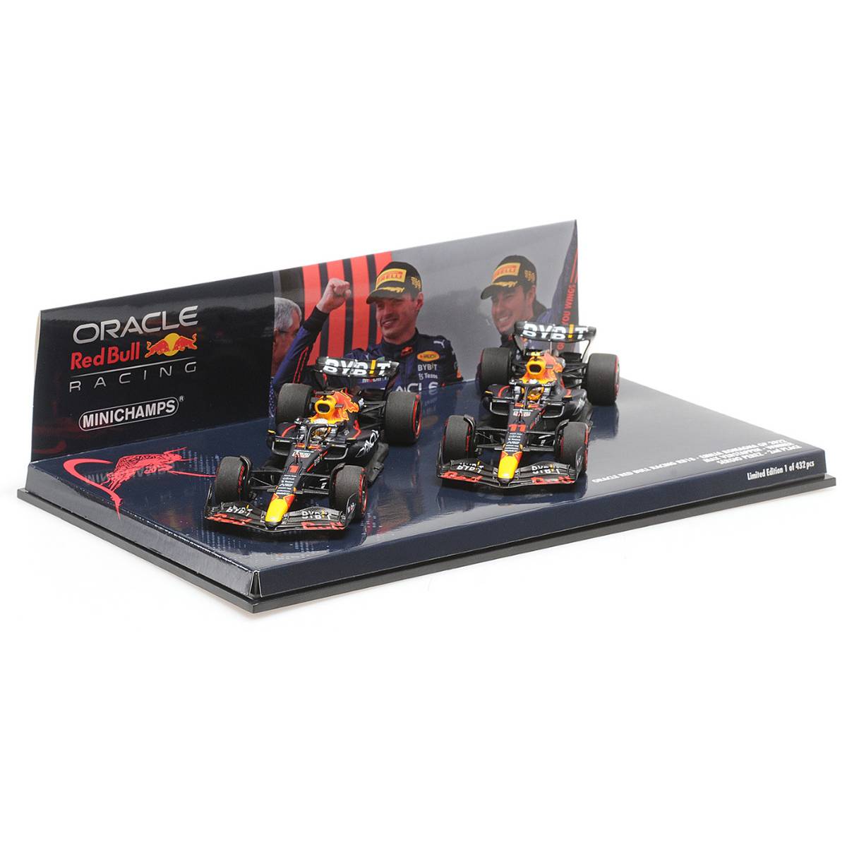 2-CAR SET - ORACLE RED BULL RACING RB18 - 1-2 FINISH VERSTAPPEN/PEREZ - EMILIA ROMANA GP 2022 - 1:43 Scale Resin Model Car