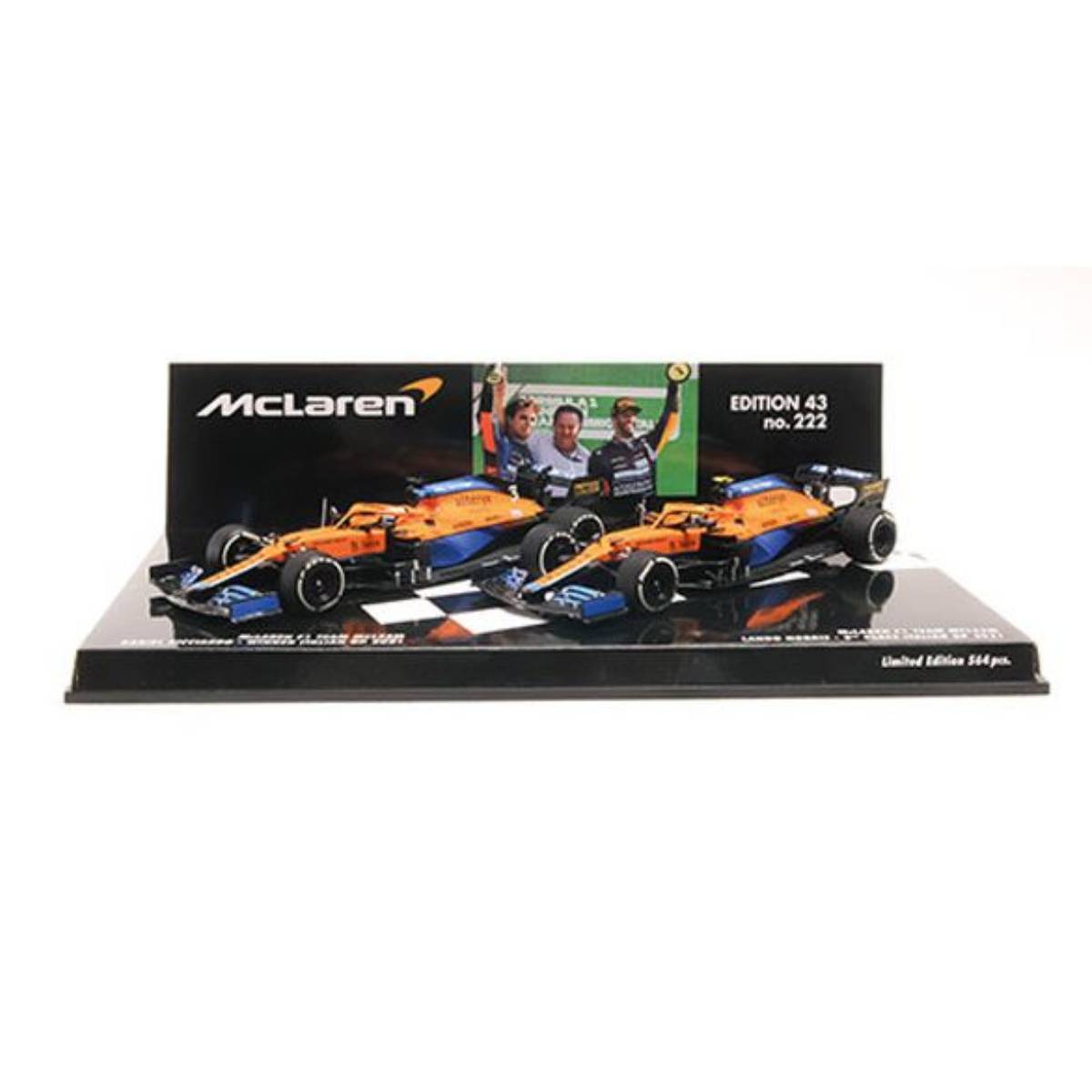 2-Car Set - Mclaren F1 Team MCL35M - 1-2 Finish Ricciardo/Norris - Italian GP 2021 - 1:43 Scale Resin Model Car