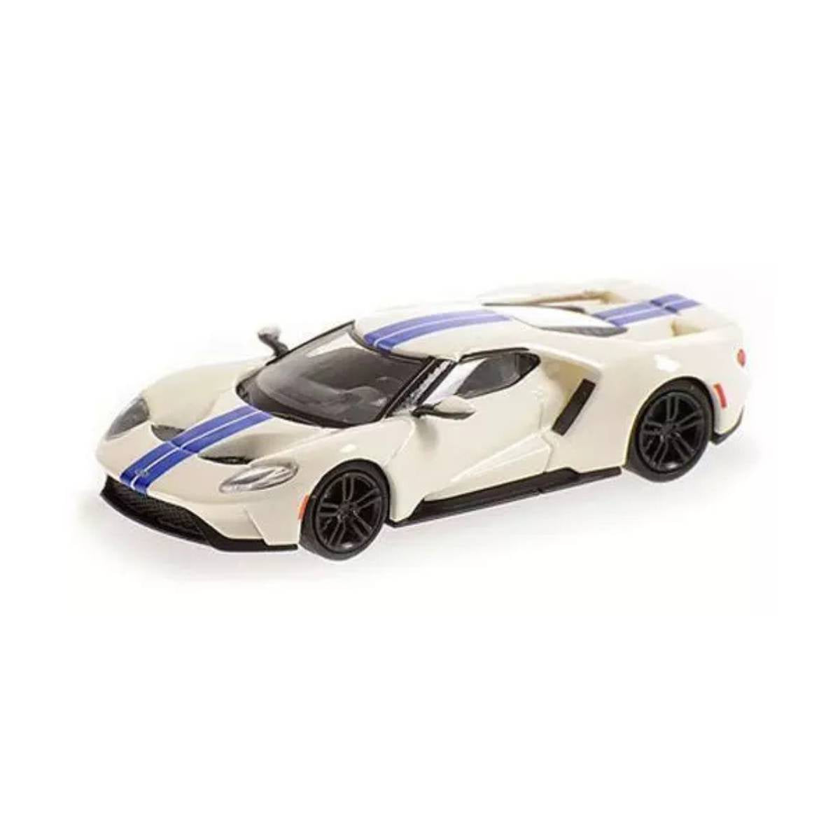 FORD GT - 2018 - WHITE W/ BLACK STRIPES - 1:87 Scale Diecast Model Car