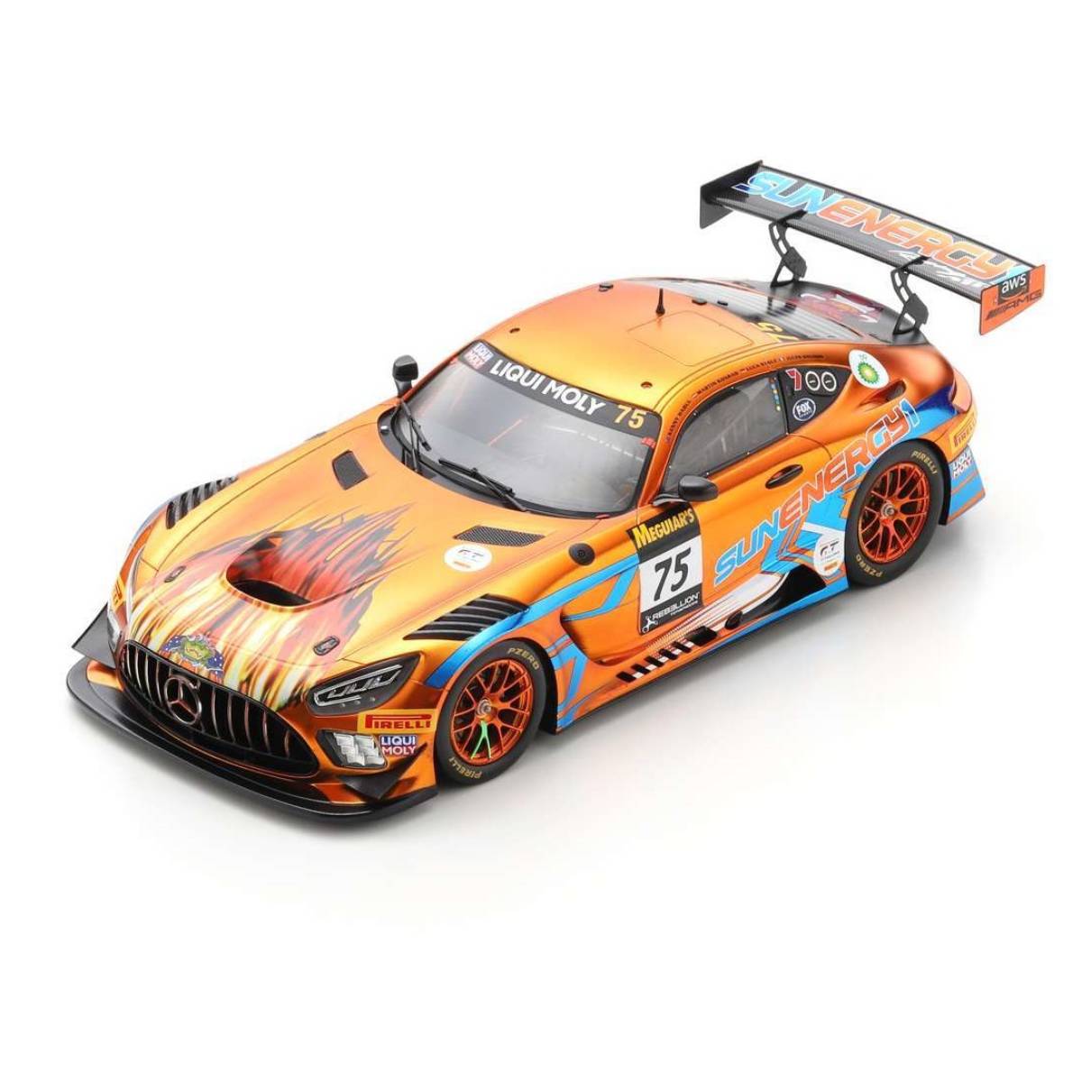 Mercedes-AMG GT3 No.75 SunEnergy 1 Racing - Winner Bathurst 12H 2022 - L. Stolz - J. Gounon - K. Habul - M. Konrad.  Limited 1200.  With Acrylic Cover - 1:18 Scale Resin Model Car