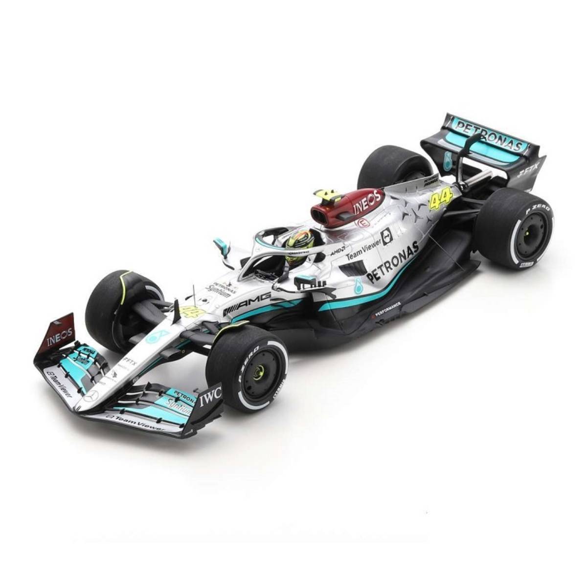 Mercedes-AMG Petronas F1 W13 E Performance No.44 Mercedes-AMG Petronas F1 Team - 2nd French GP 2022 - Lewis Hamilton.  300th GP.  With Acrylic Cover - 1:18 Scale Resin Model Car