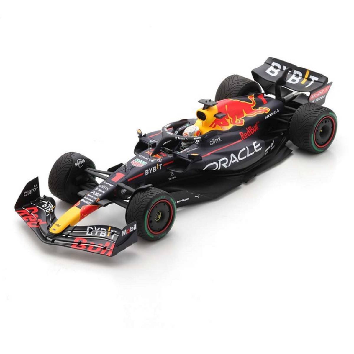 Oracle Red Bull Racing RB18 No.1 - Winner Japanese GP 2022 - 2022 Formula One Drivers' Champion - Max Verstappen.  With No.1 and World Champion Board.  With Acrylic Cover. - 1:18 Scale Resin Model Car