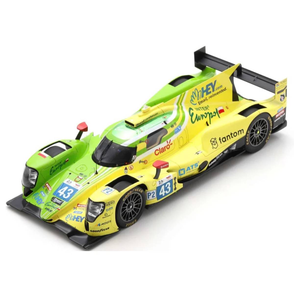 Oreca 07 - Gibson No.43 Inter Europol Competition - 24H Le Mans 2022 - D. Heinemeier-Hansson - F. Scherer - P. Fittipaldi.  With Acrylic Cover - 1:18 Scale Resin Model Car