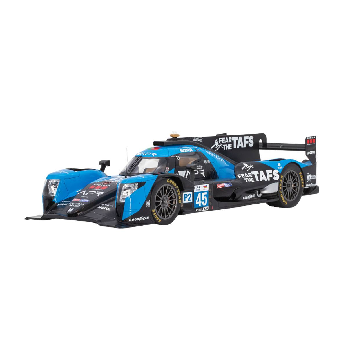 Oreca 07 - Gibson No.45 Algarve Pro Racing - Winner LMP2 Pro Am class 24H Le Mans 2022 - S. Thomas - J. Allen - R. Binder.  With Acrylic Cover - 1:18 Scale Resin Model Car