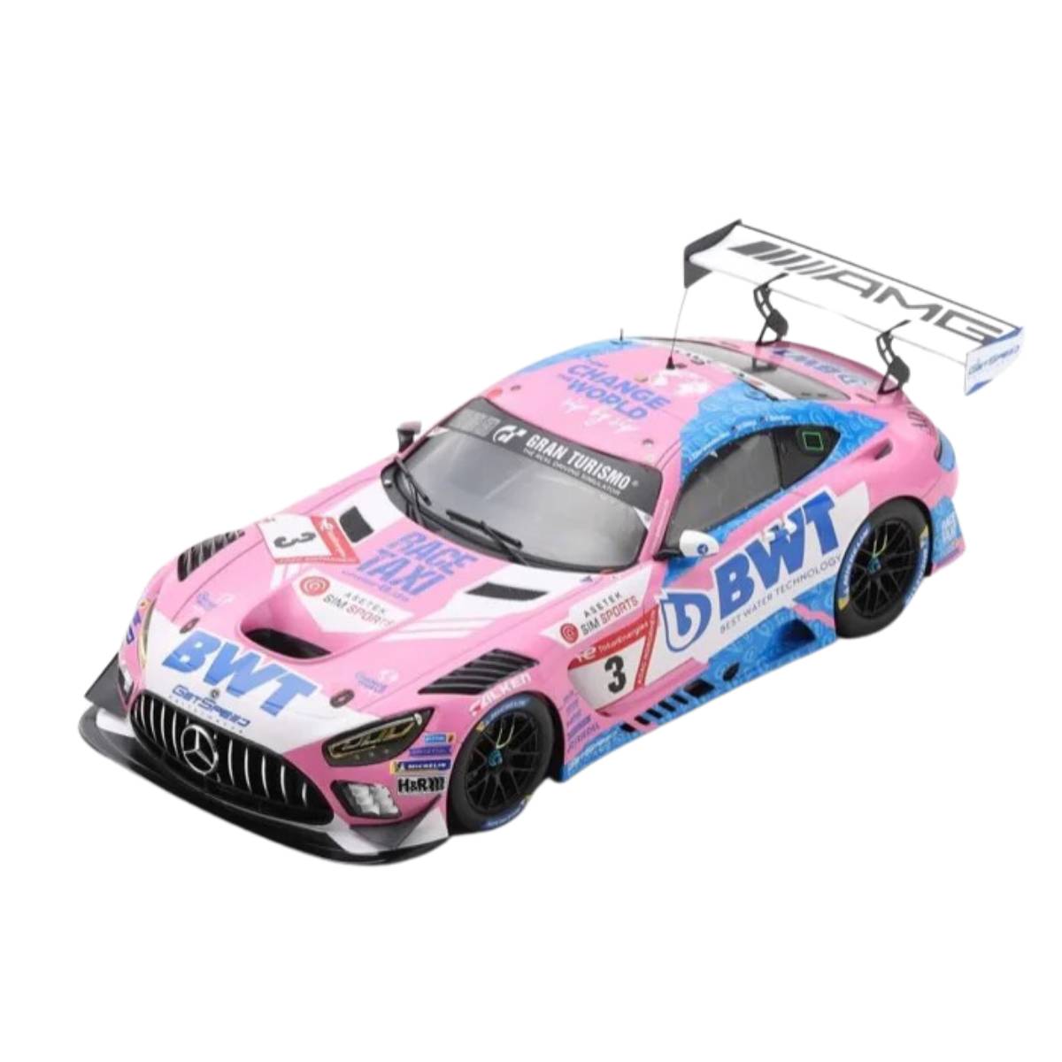 Mercedes-AMG GT3 No.3 Mercedes-AMG Team GetSpeed - 2nd 24H Nurburgring 2022 - A. Christodoulou - M. Gotz - F. Schiller.  Limited 300.  With Acrylic Cover - 1:18 Scale Resin Model Car