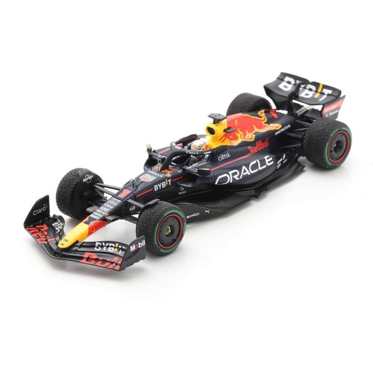 Oracle Red Bull Racing RB18 No.1 - Winner Japanese GP 2022 - 2022 Formula One Drivers' Champion - Max Verstappen.  With No.1 and World Champion Board - 1:43 Scale Resin Model Car