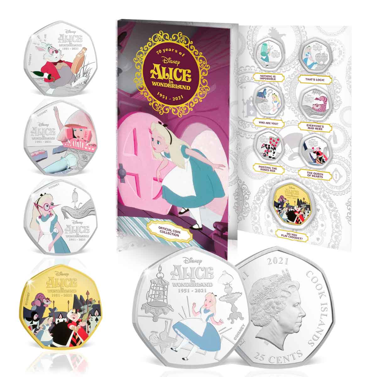 The Alice in Wonderland 70th Anniversary Coin Complete Collection