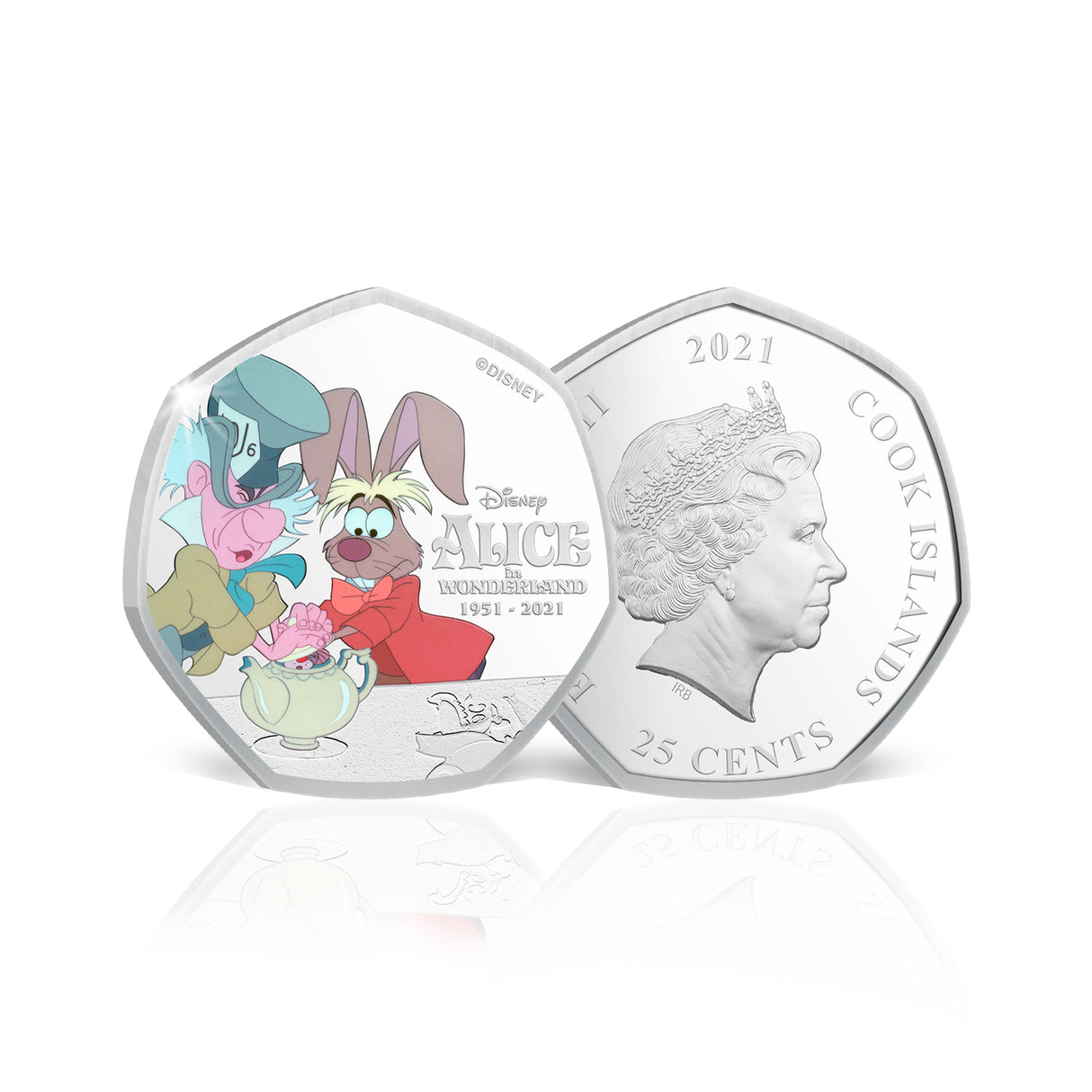 Alice in Wonderland 70th Anniversary 2021 25c The Tea Party Silver-plated Prooflike Coin