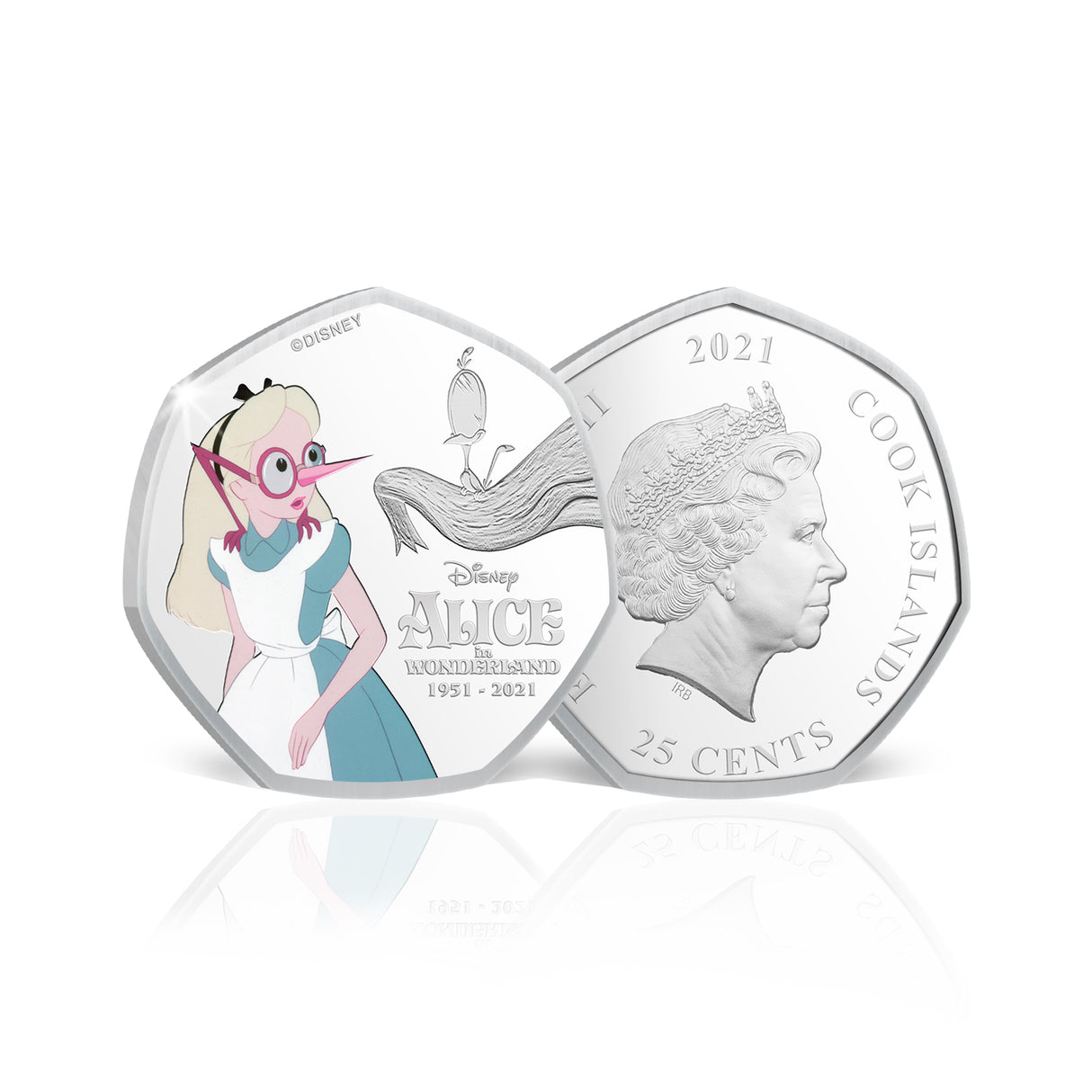 Alice in Wonderland 70th Anniversary 2021 25c Tulgey Woods Silver-plated Prooflike Coin