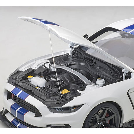 FORD SHELBY GT-350R  (OXFORD WHITE W/ LIGHTNING BLUE STRIPES)  - 1:18 Scale Composite Model Car