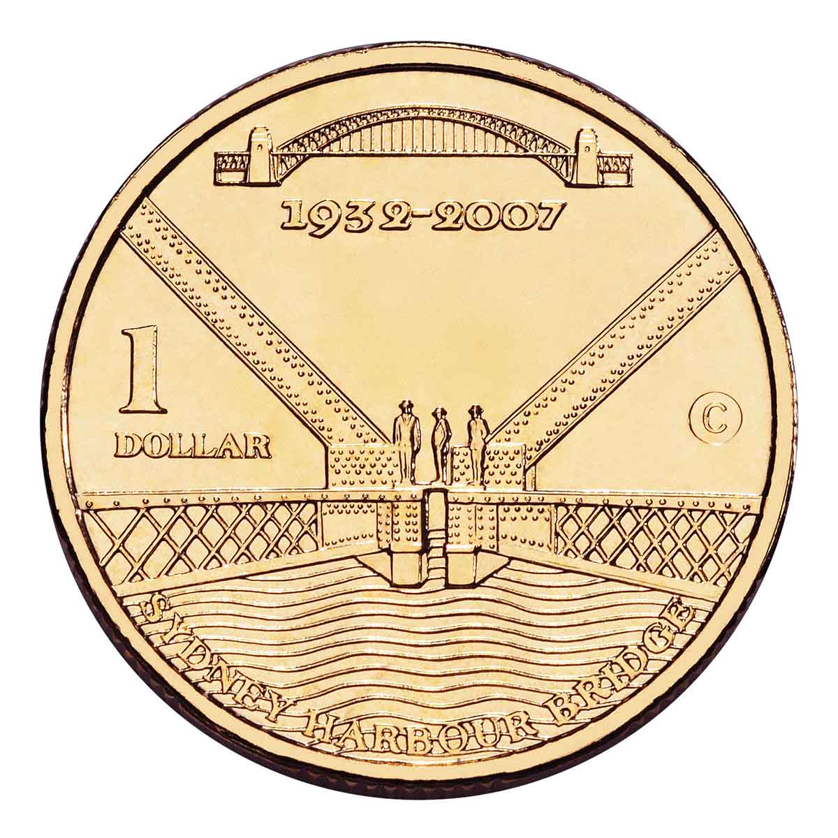 Australia Sydney Harbour Bridge 75th Anniversary 2007 $1 C Mintmark Uncirculated Coin