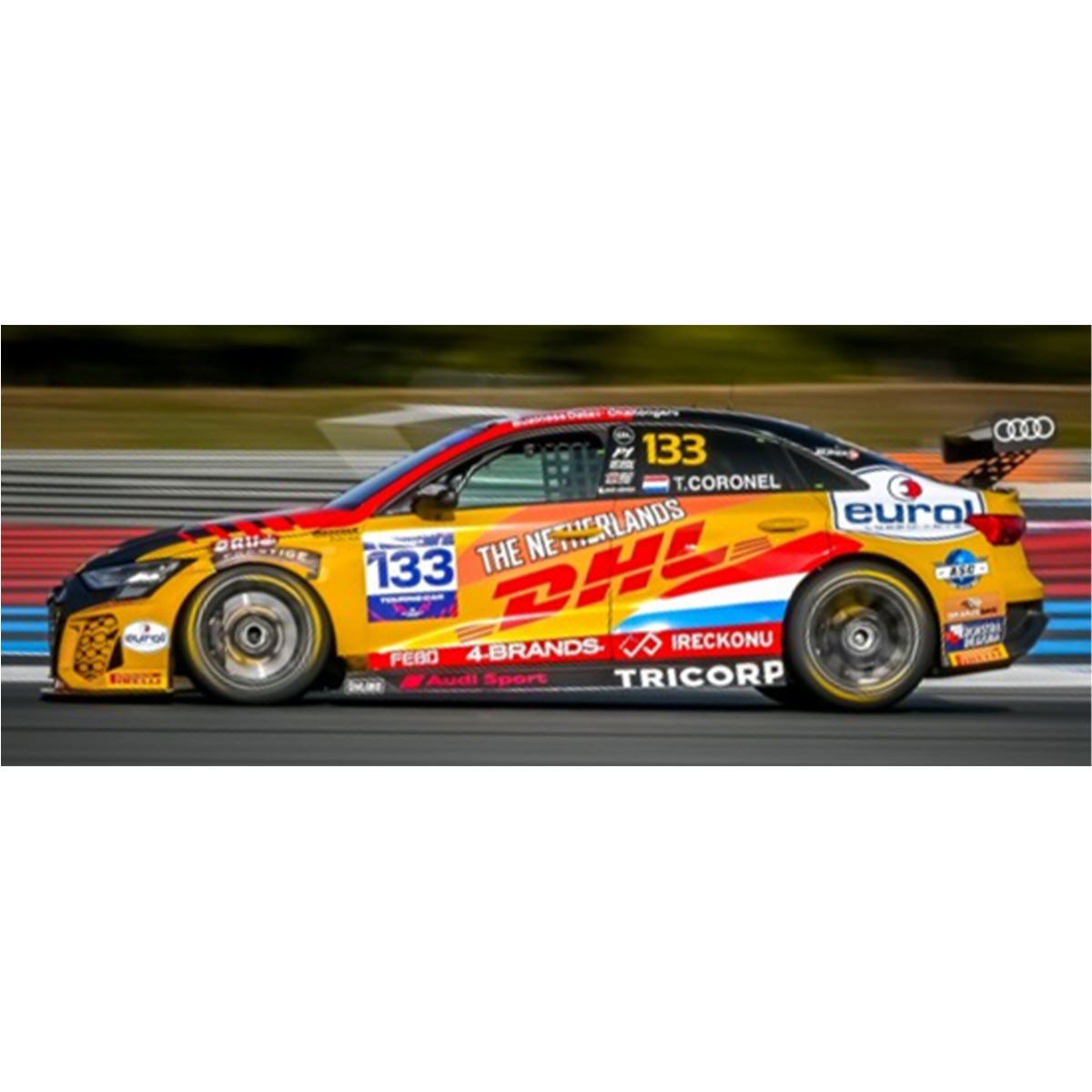 Team Netherlands - Audi RS3 LMS TCR No.133 - Winner FIA Motorsport Games Touring Car Cup Paul Ricard 2022 - Tom Coronel - 1:43 Scale Resin Model Car