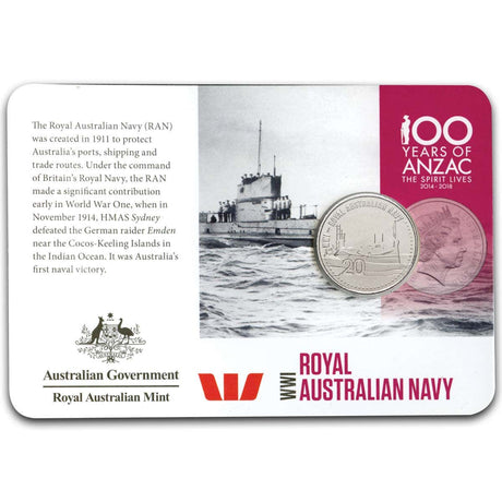 Australian Army 2015 20c Royal Australian Navy Coin