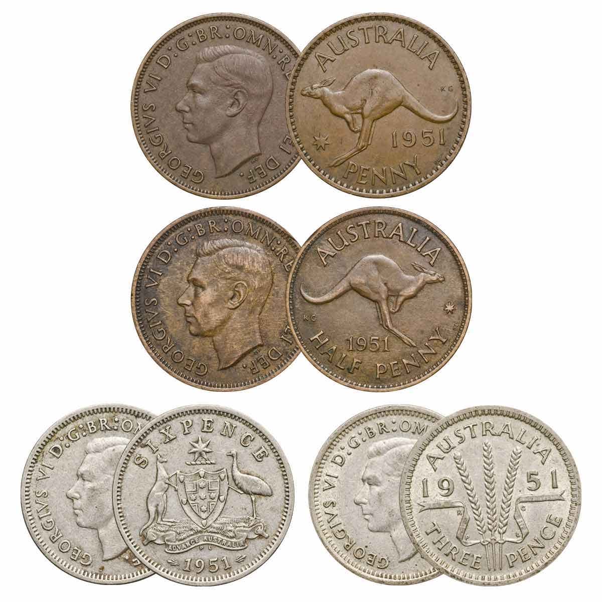 1951 London PL Mintmark Average Circulated Set