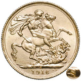 George V 1916S Gold Sovereign Extremely Fine-about Uncirculated