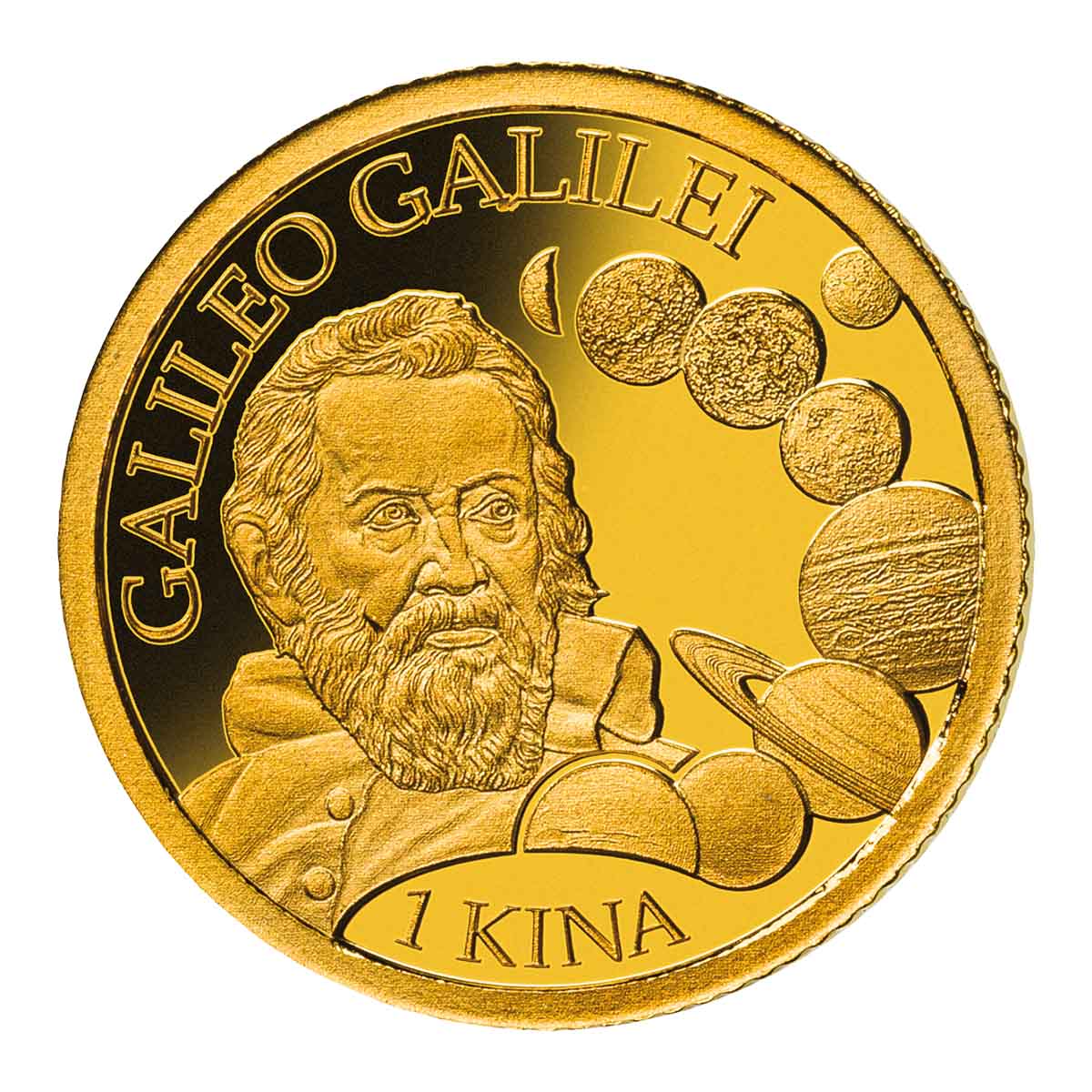 Papua New Guinea Galileo Galilei 2017 1 Kina Gold Proof Coin