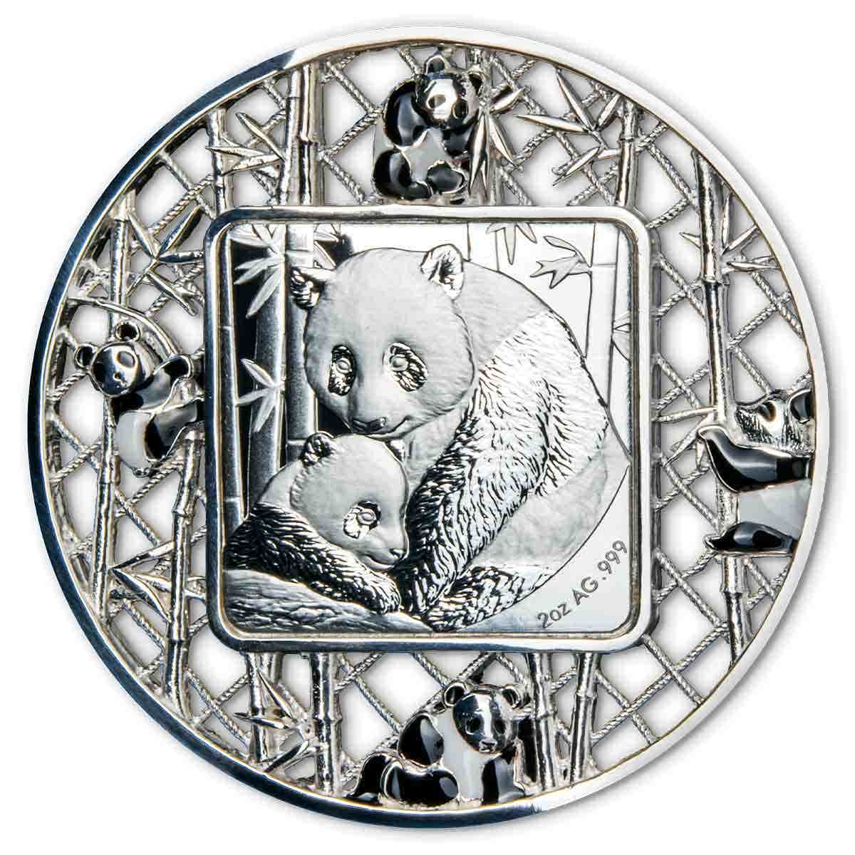 Panda 2021 $5 Filigree 2oz Silver Prooflike Coin