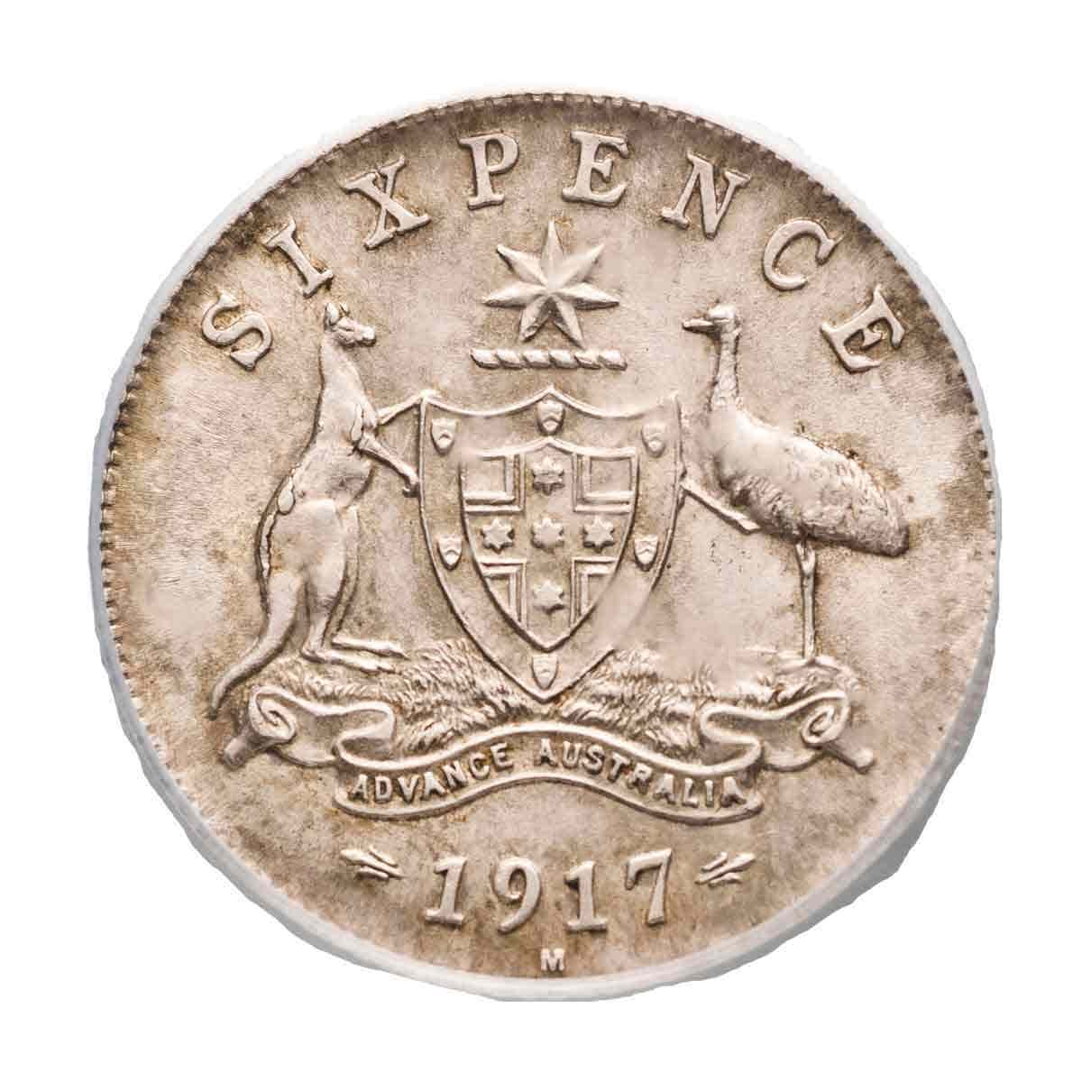 Australia George V 1917 Sixpence PCGS MS64 (Choice Uncirculated)