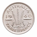 1940 Threepence about Uncirculated