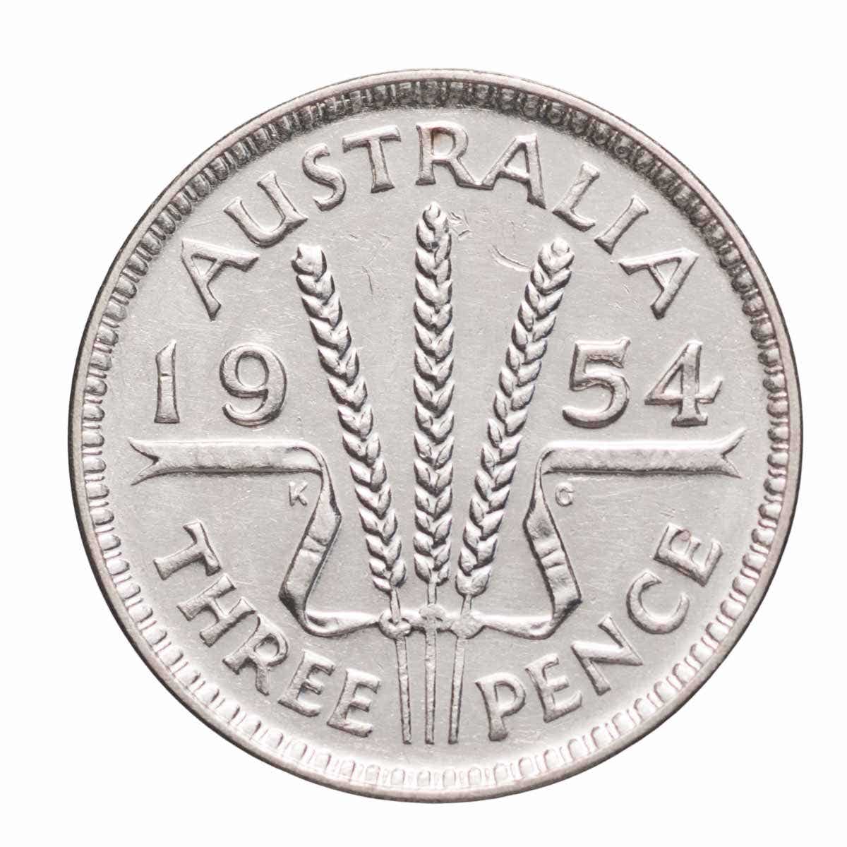 1954 Threepence about Uncirculated