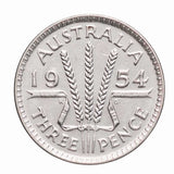 1954 Threepence about Uncirculated