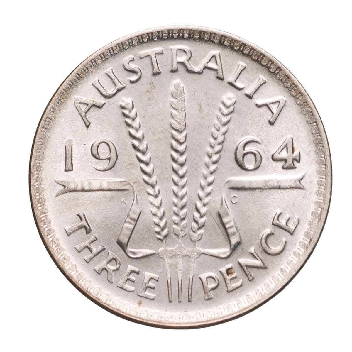 Australia Elizabeth II 1964 Threepence Gem Uncirculated Coin