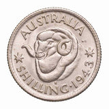 Australia George VI 1943S Shilling Choice Uncirculated Coin