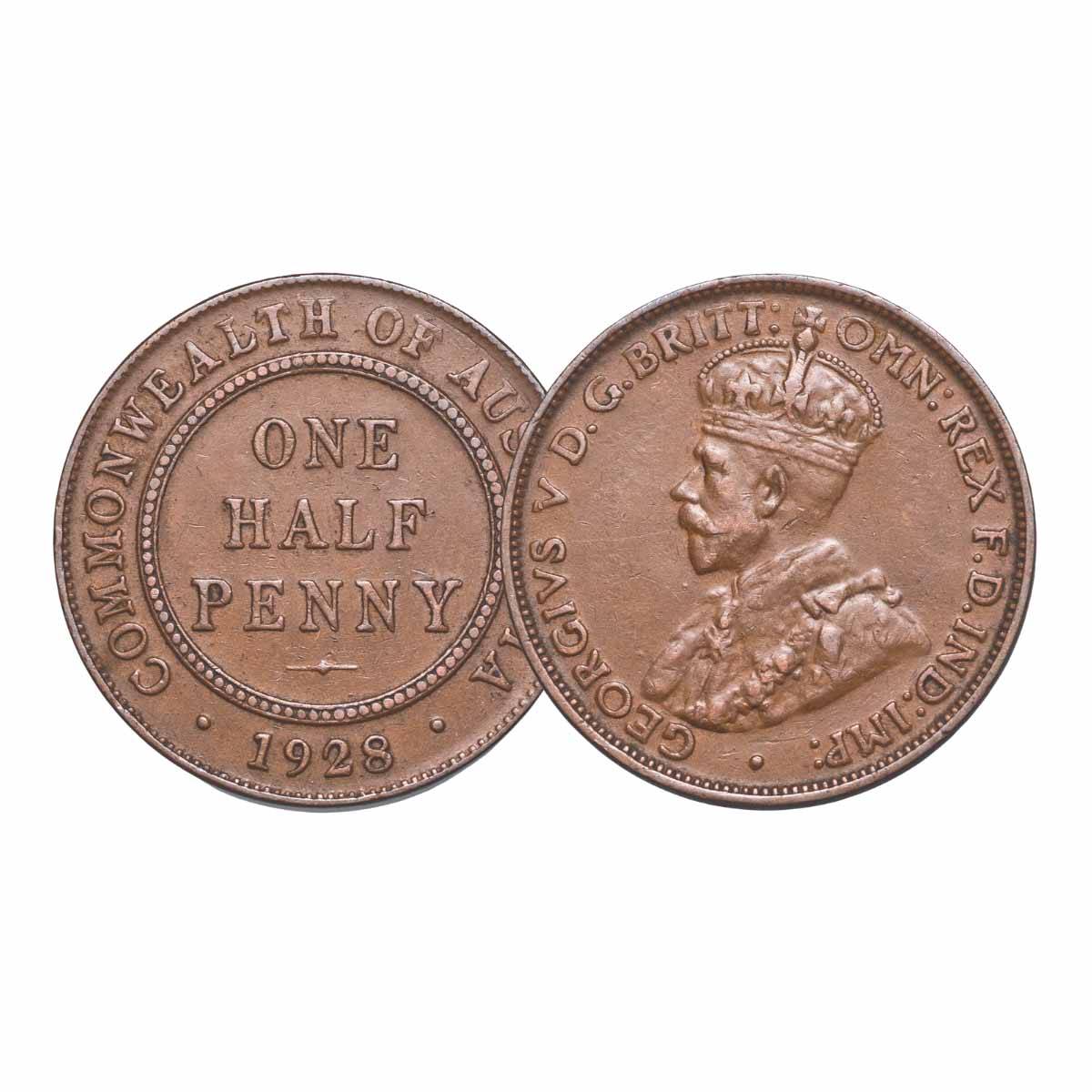 Australia George V 1926-29 Bronze Halfpenny Very Fine-Extremely Fine 4-Coin Set