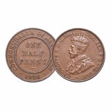 Australia George V 1926-29 Bronze Halfpenny Very Fine-Extremely Fine 4-Coin Set