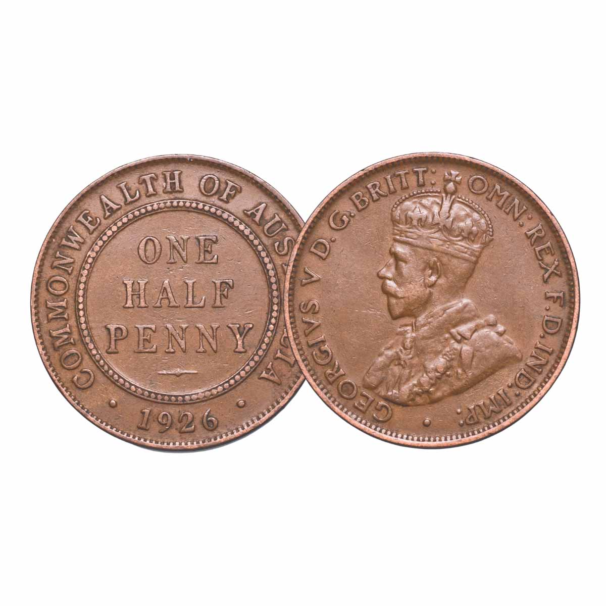 Australia George V 1926-29 Bronze Halfpenny Very Fine-Extremely Fine 4-Coin Set