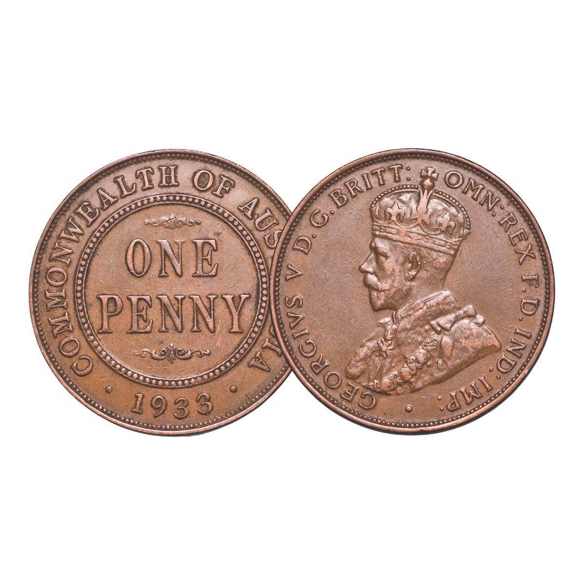 Australia George V 1932-36 Bronze Penny Very Fine-Extremely Fine 5-Coin Set