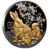 Lunar Rabbit 2023 $10 5oz Silver Black Proof Coin