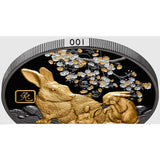 Lunar Rabbit 2023 $10 5oz Silver Black Proof Coin